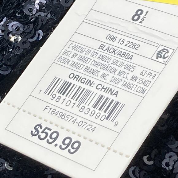 A New Day Abba Black Sequin Covered Foldover Knee High Evening Boots -- Size 8.5 - Picture 7 of 7